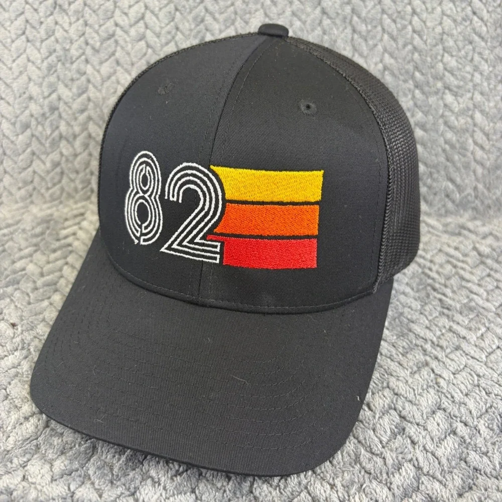Yupoong The Classics 82 Retro Stripe Black Trucker Hat Snapback Cap